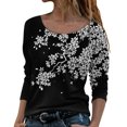 thumbnail image 1 of T-shirts à Manches Longues à Col Ras du Cou pour Femmes, Hauts Tendance à Imprimé Floral, Tuniques Décontractées Amples et Confortables, Chandails, Blouses, 1 of 5