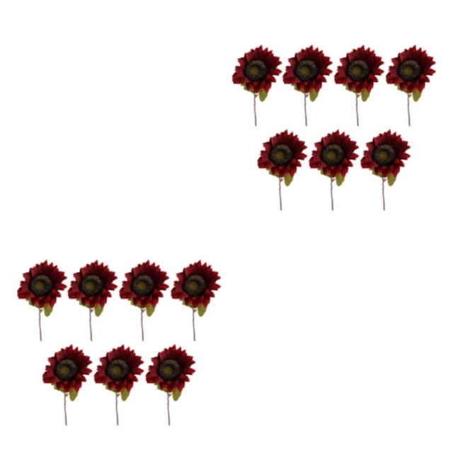 Ramo de Flores Artificiales Naiovety 7 Uds Girasoles Realistas Decoración Jardín Rojo
