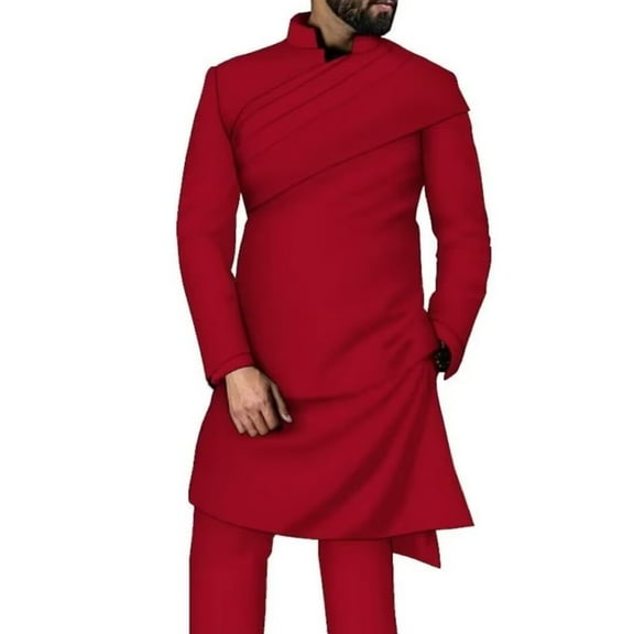 BAZINRICHE African Clothing Mens Suit Fashion Dashiki Shirts Long Sleeve and Trousers Party Wear African Clothes