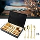 thumbnail image 4 of de cubiertos de 24 piezas para 6 cuchillos, 6 cucharas, 6 tenedores, 6 cucharas de té Caja de de cubiertos de cocina de material acero inoxidable Oro, 4 of 9