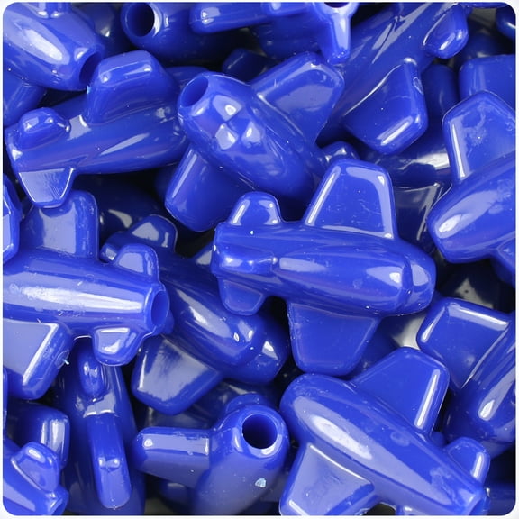BeadTin Royal Blue Opaque 25mm Airplane Pony Beads (24pcs)