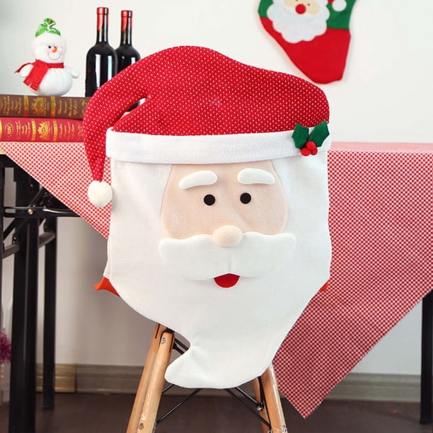 Fundas de silla de Papá Noel para comedor, decoración para fiestas, fundas de silla de Papá Noel, fundas de comedor de Papá Noel, fundas de silla con decoración navideña, fundas de asiento