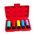 thumbnail image 3 of Juego de 5 vasos genéricos para tuercas de rueda de 1/2 pulgada, juego de vasos de impacto, protector de rueda fácil de usar, juego de extractor de Caja de almacenamiento roja, 3 of 8