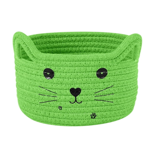 C Fabric Storage Basket With Handles Large Woven Rope Organizer Bin For Toys Clothes Home Decor Dormitory Desktop Bedroom Living Room Multifunctional Decorative Storage Solution