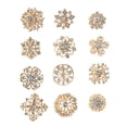 thumbnail image 2 of 12 Uds. Broches de de Imitación Dorados Chapados en Oro con Forma de Flor, 2 of 5