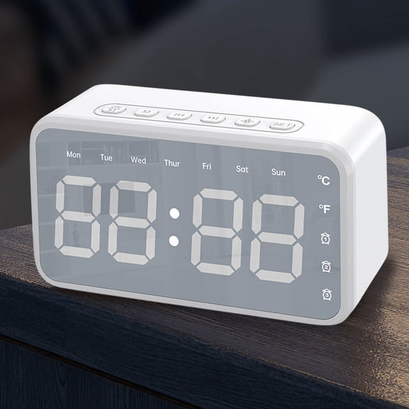 Giunmcul Tax Free Weekend Mirror Digital Alarm Clock Wireless Bluetooth Speaker Alarm Clock Good Sound Quality Long Battery Life Desktop Companion