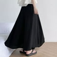 thumbnail image 3 of REALiKUN Women's Casual Elastic High Waist Flowy Hem A Line Maxi Skirt with Pockets, 3 of 5
