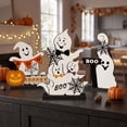 thumbnail image 6 of Decor Figurine Smiling Ghost Pumpkin Wooden Halloween Tabletop Sign 1 Piece for Indoor Mantel Shelf Home Party Display, 6 of 7
