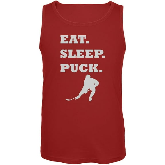 Eat Sleep Puck Red Adult Tank Top - 2X-Large