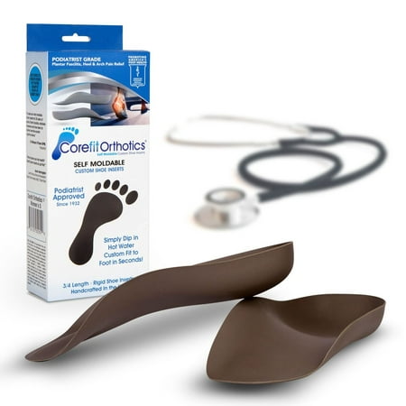 COREFIT Podiatrist Grade Orthotics - Simply Dip in Hot Water. Custom Fit in Seconds. Instant Plantar Fasciitis, Arch, Heel & Back Pain Relief 100% Guaranteed! Rigid 3/4 Length -  Men