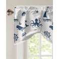 thumbnail image 3 of Tie Up Valance Curtain for Kitchen,Marine Life Whales Octopus Rod Pocket Short Curtains Adjustable Tie-Up Shade Valances,Abstract Geometric Stripes Window Treatment for Bathroom Living Room Bedroom, 3 of 8