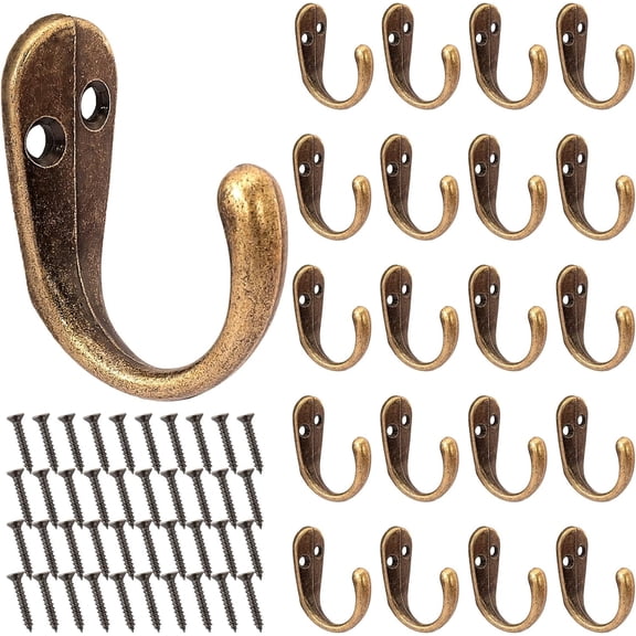 20 PCS Coat Hooks Wall Mounted,Single Prong Robe Hook,Hanger Hook Towel Hooks with 40 Pieces Screws,Heavy Duty Metal Wall Hooks for Hanging Coat,Towel,Key,Scarf,Hat,Bags