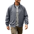thumbnail image 2 of Jessboyy Mens Bomber Jackets Fall Winter Midweight Stand Collar Zip up Jacket Work Trendy Casual Windbreaker Jackets Gray,L, 2 of 8