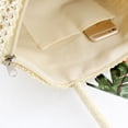 thumbnail image 3 of Bolsa de hombro tejido de paja de playa para mujer, de mano con pompón de dos colores Ndcxsfigh Para Estrenar, 3 of 9