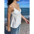 thumbnail image 6 of Women's Y2k Polka Dot Print Tank Top Spaghetti Strap Camisole Sheer Mesh Going Out Top White S, 6 of 9