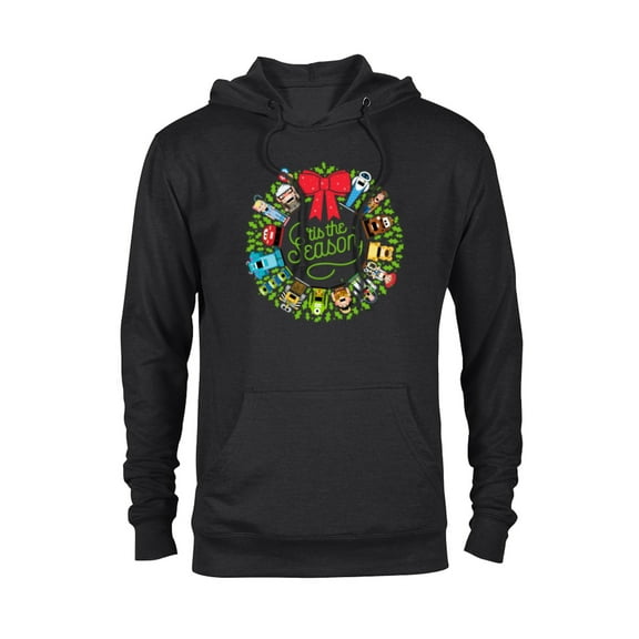 Disney and Pixar Seasonal Wreath ‘Tis the Season Holiday - Pullover Hoodie for Adults – Customized-Black