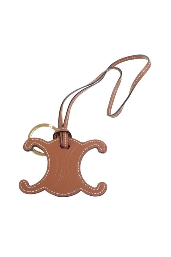 Pre-Owned CELINE Celine Bag Charm Triomphe Brown Leather Women's