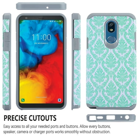LG K30 2019 Case, STARSHOP Drop Protection Dual Layers Phone Cover - Teal Lace