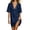 Navy, variant on Alkepwun Summer Dresses for Women 100% Cotton Summer V-Neck Short Sleeve Relaxed Cropped Stretch Sundress Solid Color Casual Dropped-Shoulder Straight Hem Pullover Dress