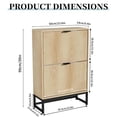 thumbnail image 3 of Oubayajia Modern Shoe Storage Cabinet, Wood Shoe Rack Organizer with 2 Flip Drawers, Freestanding Narrow Shoe Cabinet for Entryway Hallway, Natural, 3 of 8