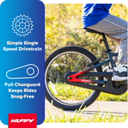 Huffy 20-Inch GRM Kids’ Bike, Perfect Fit Frame for a Natural Riding Position, Dual Braking System for Confident Control, Full Chainguard for Safety, Fits Riders 45–52 Tall, Ages 5-9, Red