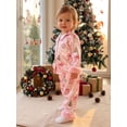 thumbnail image 3 of RUINIXCW Toddler Baby Girl Christmas Silk Satin Pajama Set Little Girls Xmas PJS Fall Winter Sleepwear Santa Button Down Long Sleeve Shirt Pants Set, 3 of 10