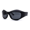 thumbnail image 2 of Runway Trend Exaggerated 90s Plastic Wrap Sport Plastic Sunglasses All Black, 2 of 4
