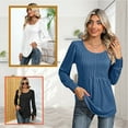 thumbnail image 4 of VDJ Women Tops Puff Long Sleeve White T Shirt Crew Neck Dressy Tunic Casual Pleated Button Cuff Fall Blouses for women Size XL, 4 of 7