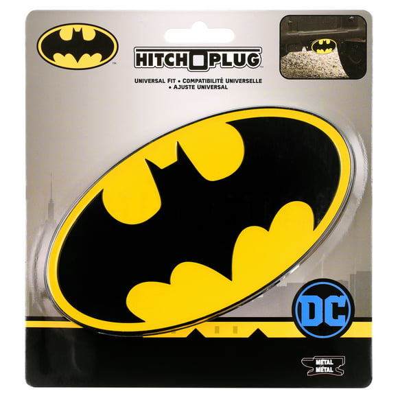 Plasticolor Batman Aluminum Universal Fit Automotive Hitch Cover, Black & Yellow, 1 Piece