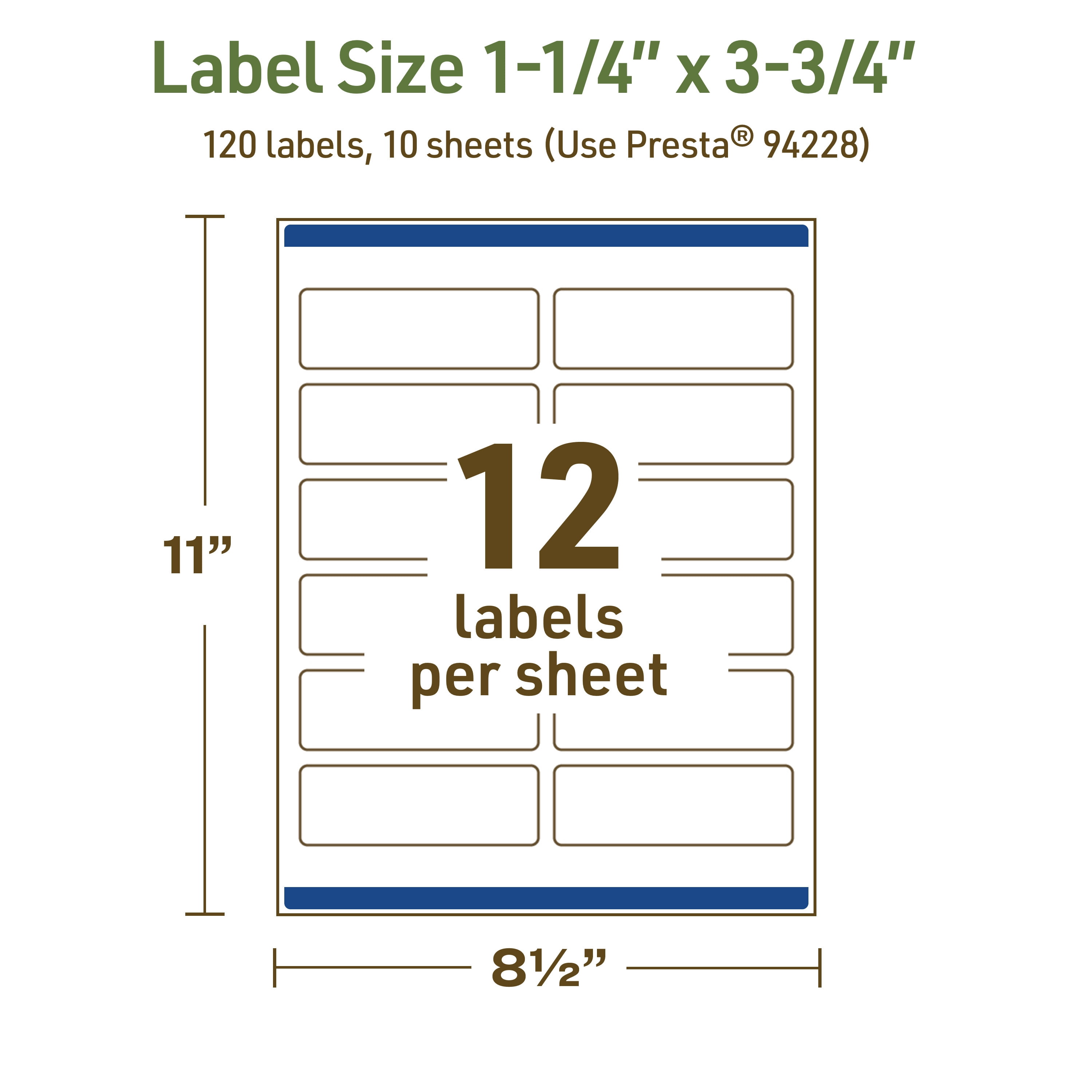 Avery Dissolvable Rectangle Labels, 1.25" x 3.75", 120 Labels