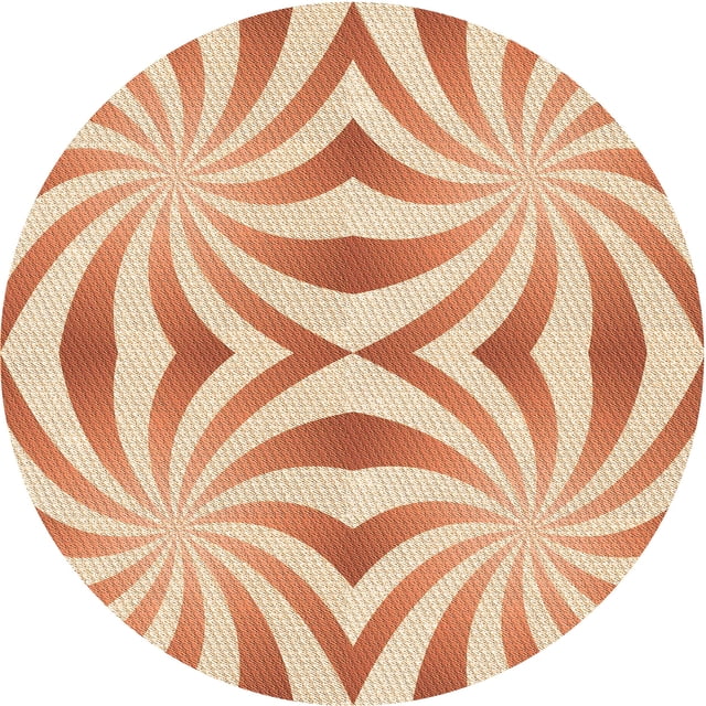 Ahgly Company Tapis Rond Lavable en Machine Intérieur Transitionnel Orange Vif, 4 Pieds Rond