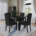thumbnail image 2 of Home Design Guymon 5-Piece Dining Set with 1 Rectangular Table and 4 Slat-Back Cushioned Chairs, Black/Black, Modern Style, Space-Saving, 2 of 5