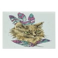 thumbnail image 1 of Cat Cutting Board, Hand Drawn Boho Style Cat Image Ink Sketch Animal with Colorful Feathers Illustration, Decorative Tempered Glass Cutting and Serving Board, Large Size, Multicolor, by Ambesonne, 1 of 1