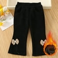 thumbnail image 3 of Efsteb Toddler Kids Girls Bell-bottomed Pants Elastic Waist Cute Bowknot Pants Warm Trousers with Pocket (Black,12 Months), 3 of 7