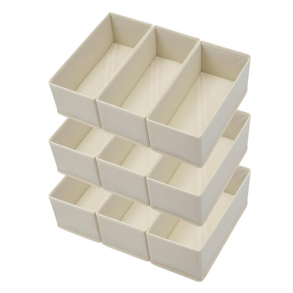 Sock Drawer Organizer 3 Pack - Collapsible Fabric Storage Bins for Underwear Divider, Small Closet Organizers with 3 Compartments