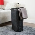 thumbnail image 6 of Mind Reader 40L Slim Laundry Hamper, Clothes Basket, Lid, Wicker Design, Plastic, 18"L x 10.4"W x 23.5"H, Set of 2, Black, 6 of 8