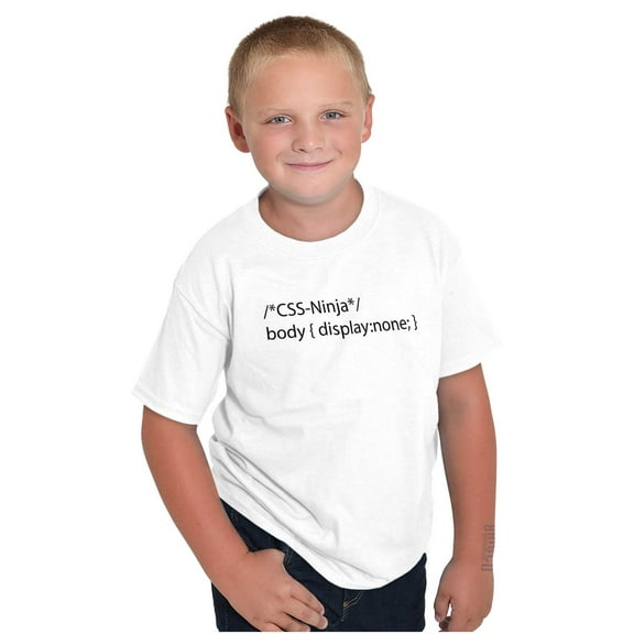 Funny Computer Coding Joke CSS Ninja Crewneck T Shirts Boy Girl Teen Brisco Brands XS