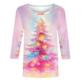 thumbnail image 4 of Christmas Shirts for Women Bling Christmas Tree Top 3/4 Sleeve T Shirts for Women Casual Crew Neck Pullover Dressy Trendy Tops, 4 of 5