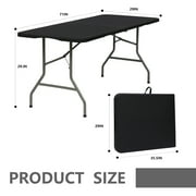 HONGGE 6ft Folding Table, Black Portable Plastic Table for Parties, Camping, Events & Outdoor Gatherings