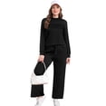 thumbnail image 3 of Conjunto deportivo de dos piezas para mujer WIHOLL, pantalón negro tipo lounge, 3 of 5