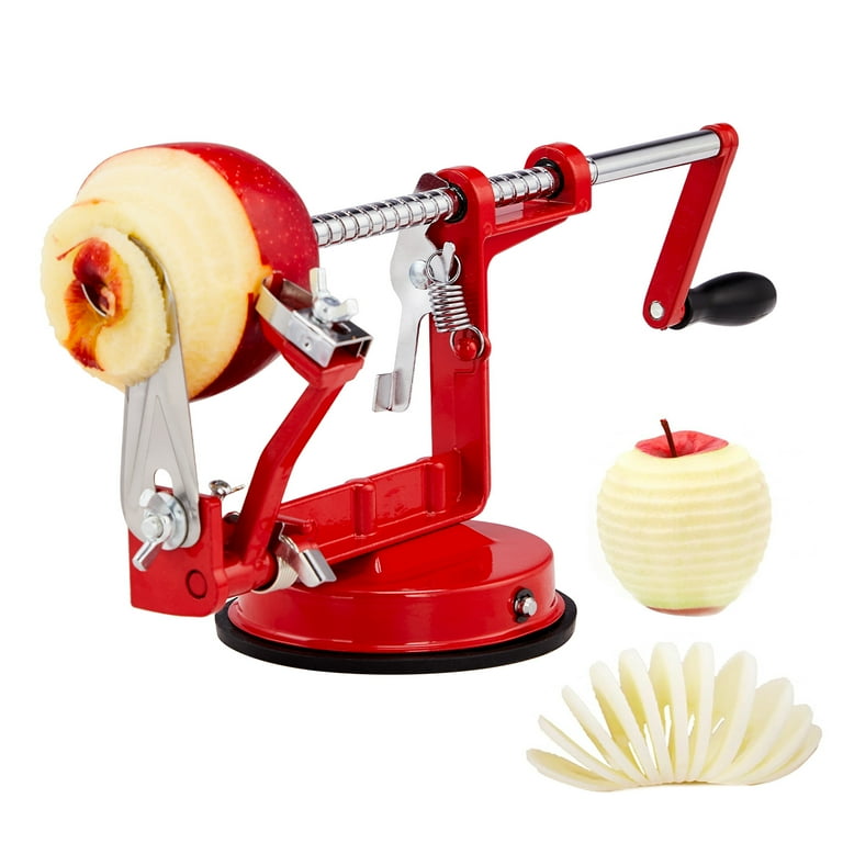 Zimtown Stainless Steel 3 in 1 Apple Peeler, Corer, & Slicer with Hand  Crank and Suction Cup, Red - Walmart.com