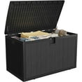thumbnail image 2 of Acekid 130 Gallon Waterproof Outdoor Deck Storage Box - Lockable Resin Chest for Patio Furniture & Tools, Black, 2 of 7