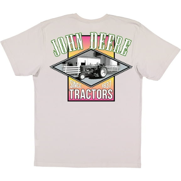 John Deere Men's 90'S Summer Short Sleeve T-Shirt-Silver - Medium
