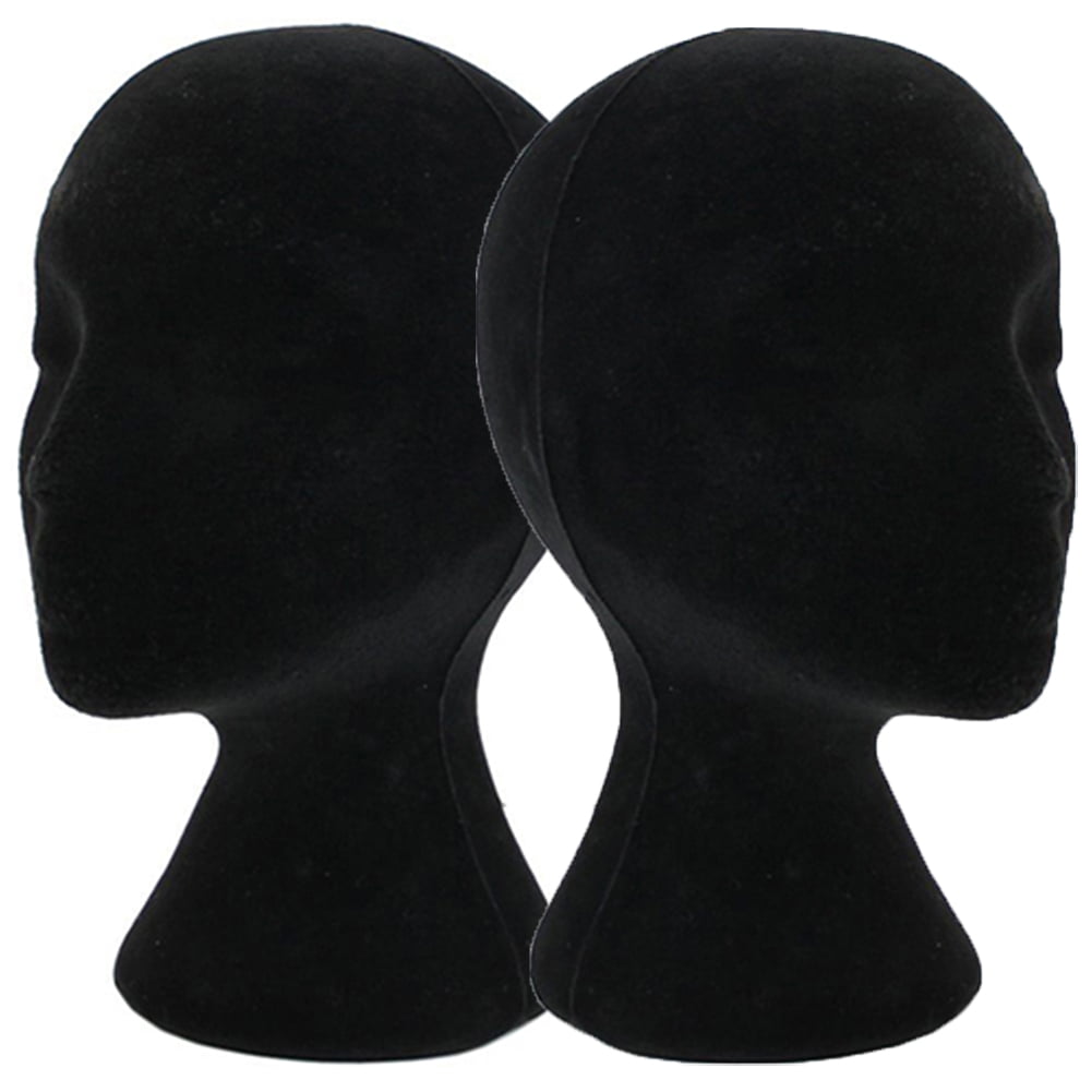 11" STYROFOAM FOAM black velvet MANNEQUIN MANIKIN head display wig hat glass12pc 