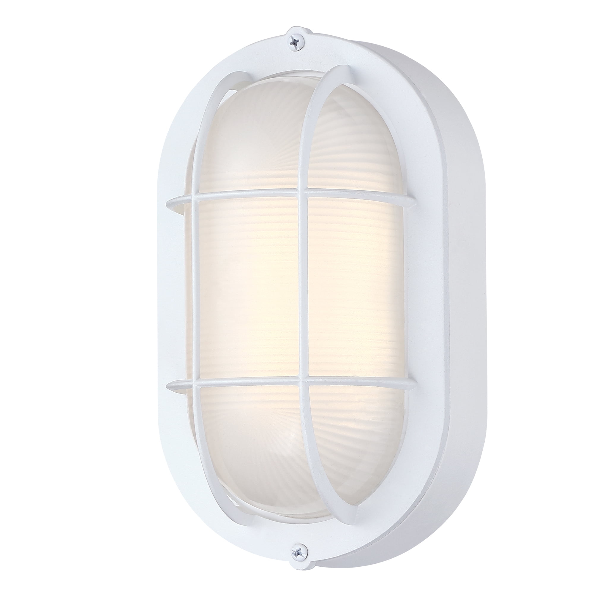 Industrial LED Outdoor Light Fixture Wall Mount with Ellipse Frosted Glass Shade, Dimmable, 3000K, 500 Lumens (2-Pack)