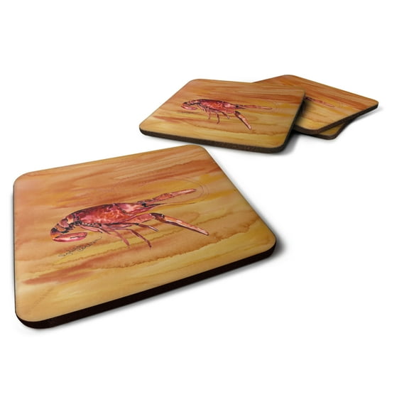 Carolines Treasures 8232-FC Set of 4 Crawfish  Foam Coasters 3 1/2 x 3 1/2 multicolor