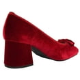 thumbnail image 3 of TOP MODA Women Block Heel Pumps Classic Square Toe Dress Shoes Bow ELBA-88 Red Velvet Suede 8.5, 3 of 6