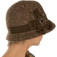 thumbnail image 2 of Sakkas Womens Vintage Style Cloche Bucket Bell Hat with Velvet Flower Accent - Brown - One Size, 2 of 2