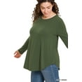 thumbnail image 3 of Zenana Plus Size Relaxed Fit Long Sleeve Round Neck & Hem Jersey Tee Shirt Top, 3 of 4
