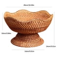 thumbnail image 3 of Fruit Bowl for Kitchen Counter, Woven Storage Basket, Scalloped Basket, 10 in Medium, Natural Rattan, Produce Storage, Dining Table Centerpiece, 1 Pc, 3 of 6